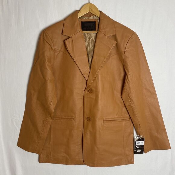 NWT Dona Michi Leather Men's XL Blazer Jacket Tan Brown Y2K Urban Fashion